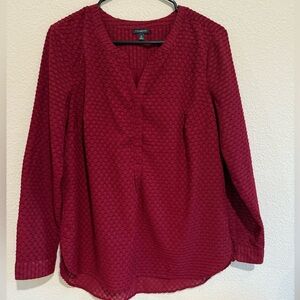 Talbots Burgundy/ Maroon Textured Blouse.